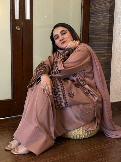 Nude Brown Short Kurta with Farsi Salwar set