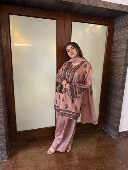 Nude Brown Short Kurta with Farsi Salwar set