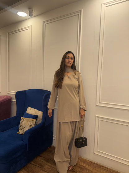 Short kurta with Farsi salwar and dupatta