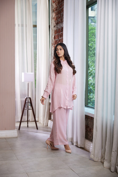 Shirt and pant co- ord set [Baby Pink set ]