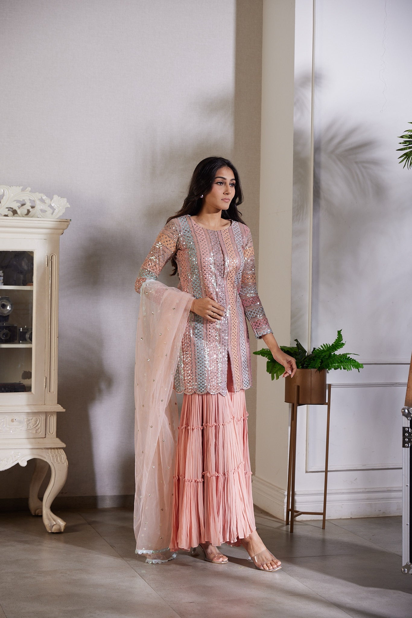 Short Jacket with 3 layers Gharara pants