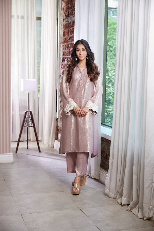 High neck kurta and pant co - ord set