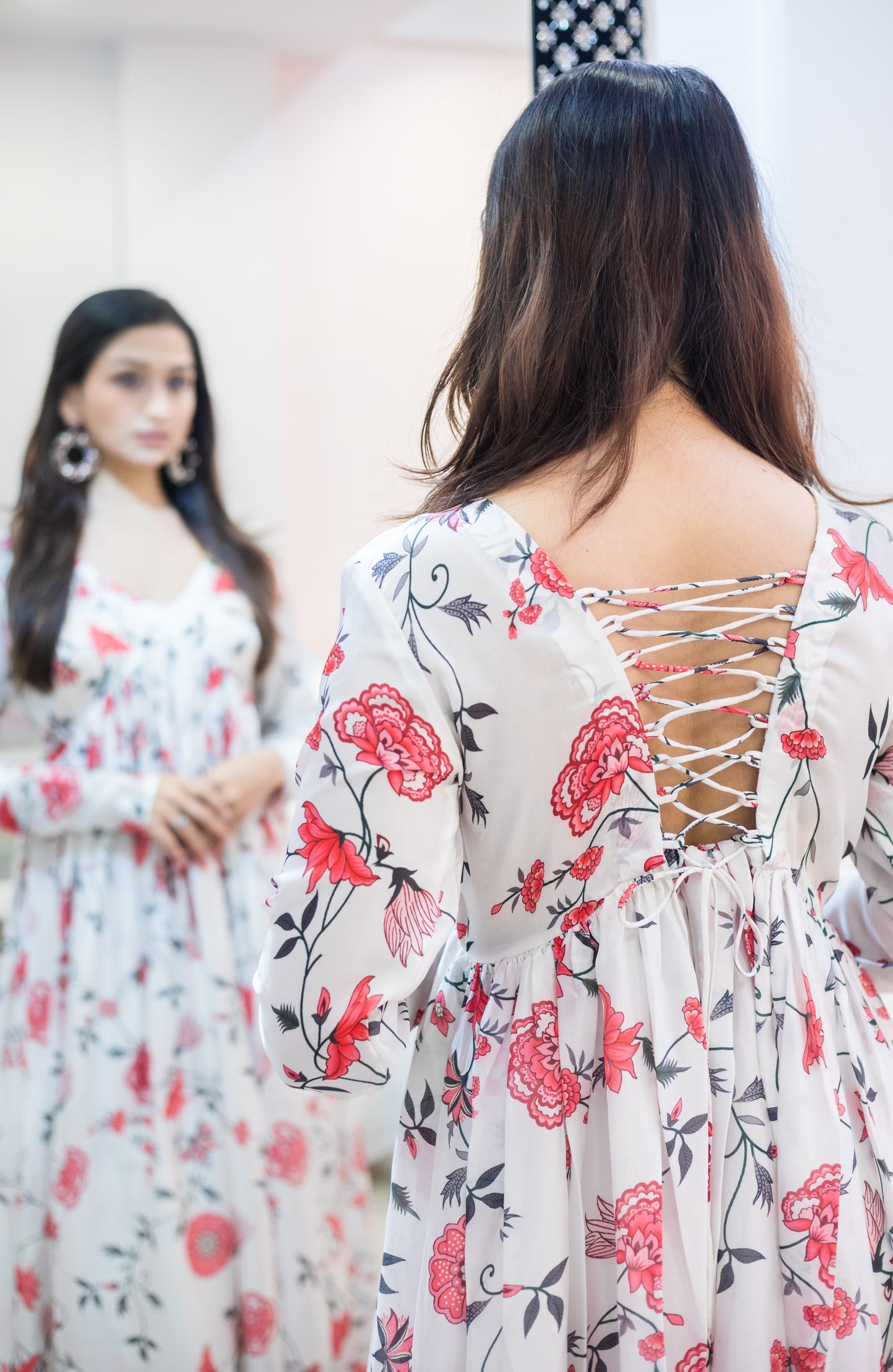 White floral Anarkali