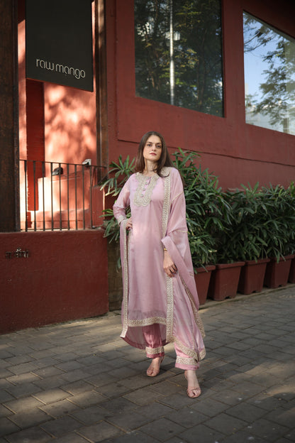 Long kurta with slits Dupattah and pants with gotta work neck and borders