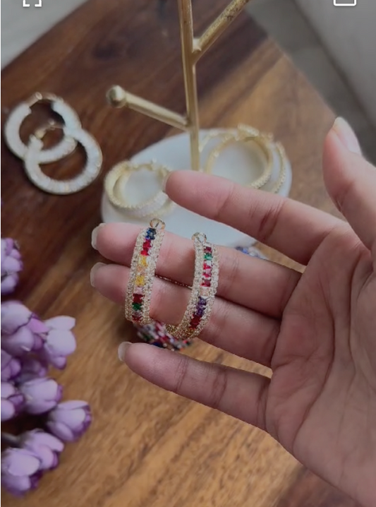 Colorful Crystal Hoops