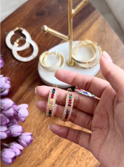 Colorful Crystal Hoops