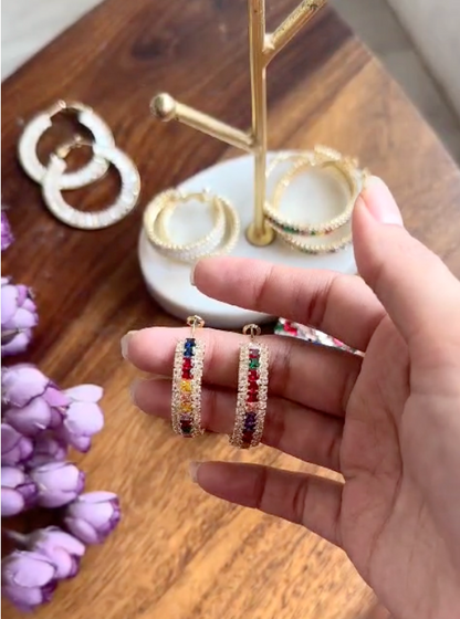 Colorful Crystal Hoops