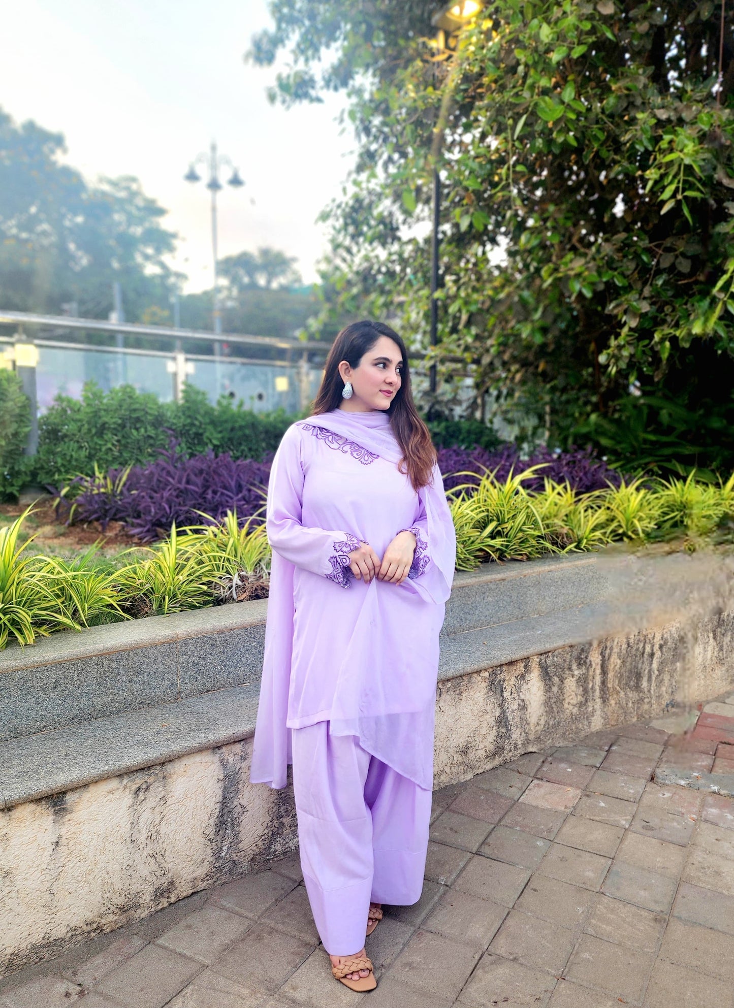 Cut work short top with Farsi salwar and dupatta