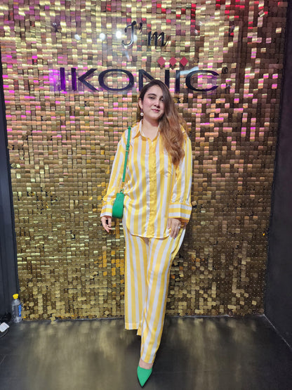 Weekend Glow Lounge Set – Yellow Stripe Edition