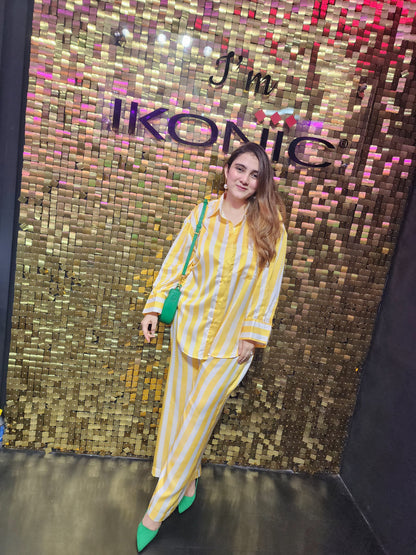 Weekend Glow Lounge Set – Yellow Stripe Edition