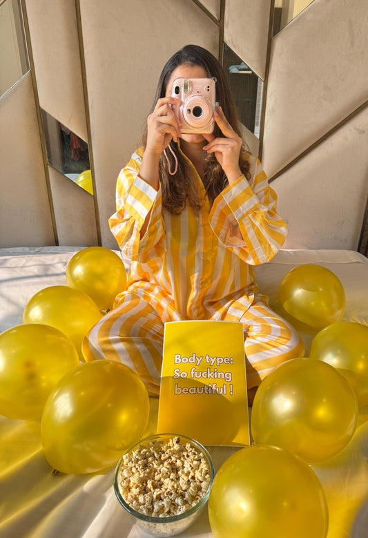 Weekend Glow Lounge Set – Yellow Stripe Edition