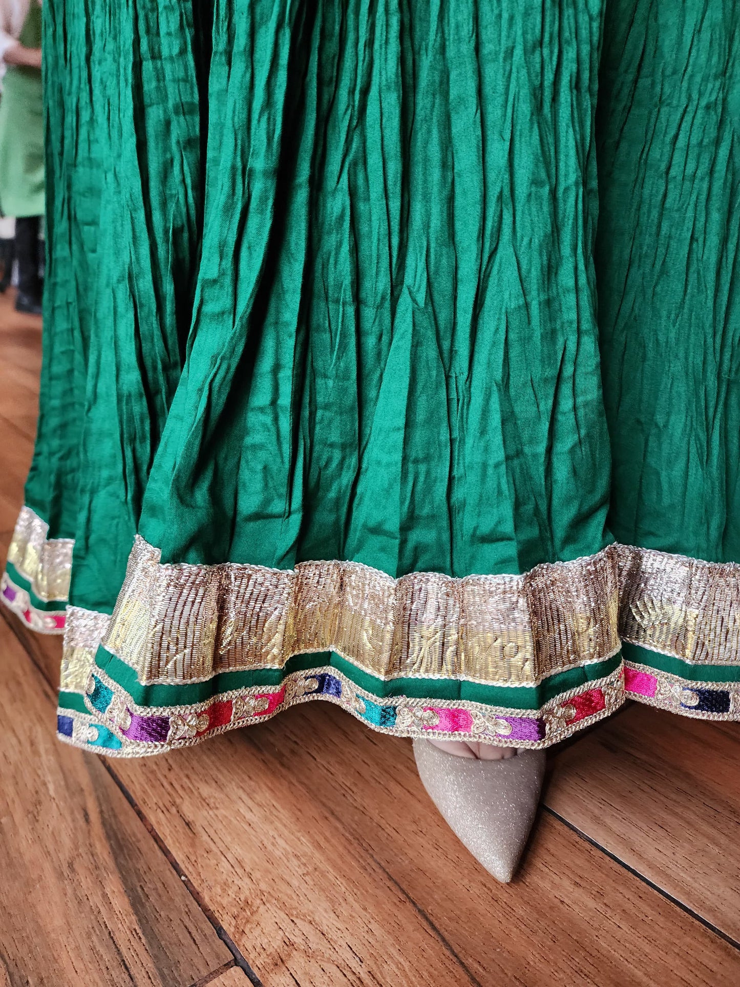 Long gown with churidar sleeves and Daman