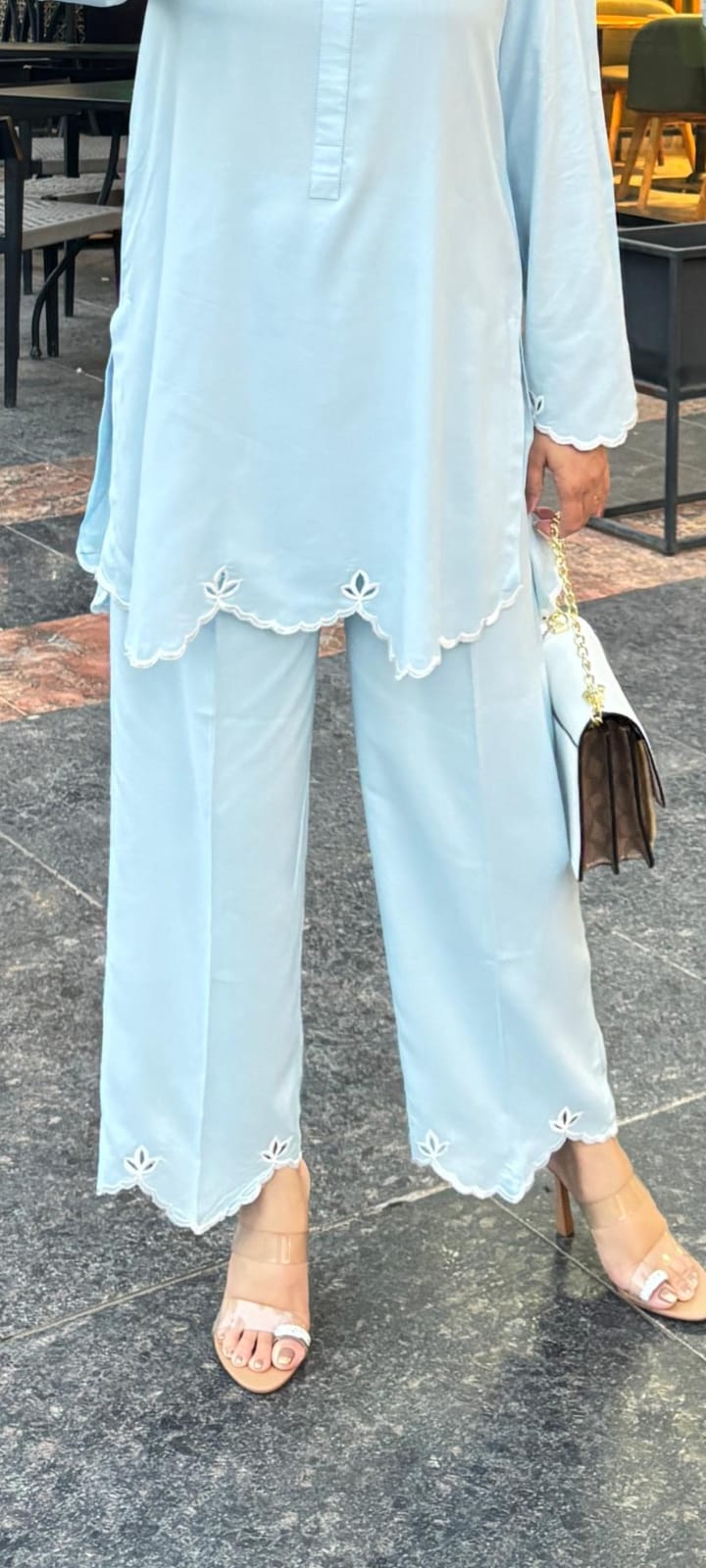 Cutwork Embroidery Short kurti with Pants