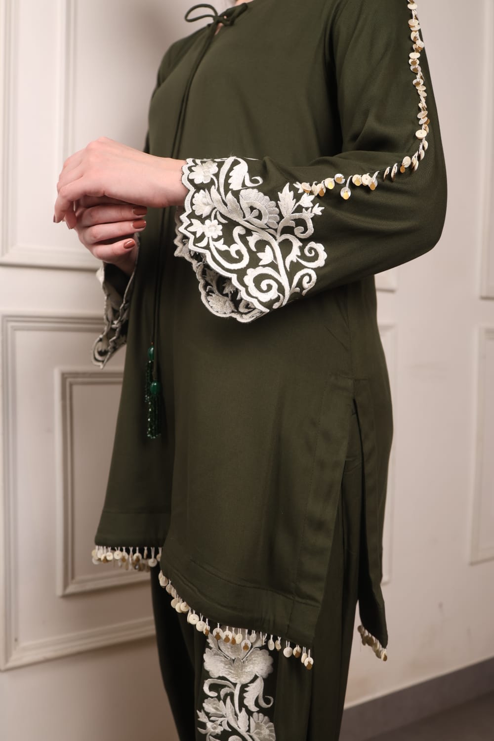 Embroidered Short kurta and Farsi Salwar