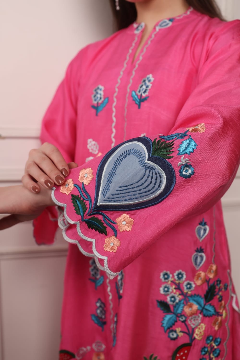 Embroidered Short Kurta with Pants