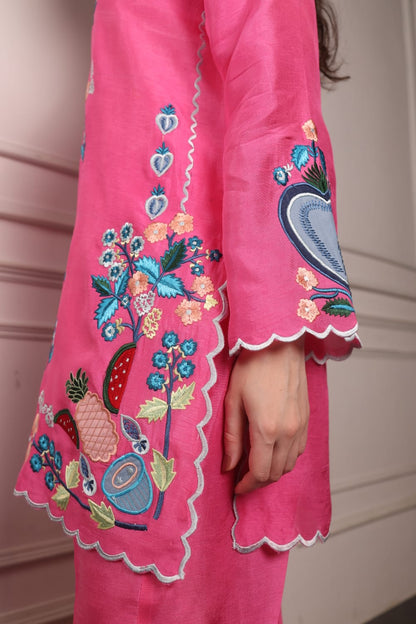 Embroidered Short Kurta with Pants