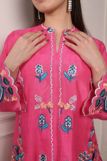 Embroidered Short Kurta with Pants