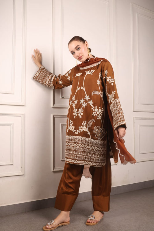 Silk Kurta with Farsi Salwar and Dupatta
