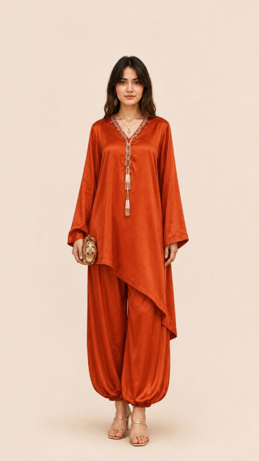 Asymmetrical top with Baloon pants