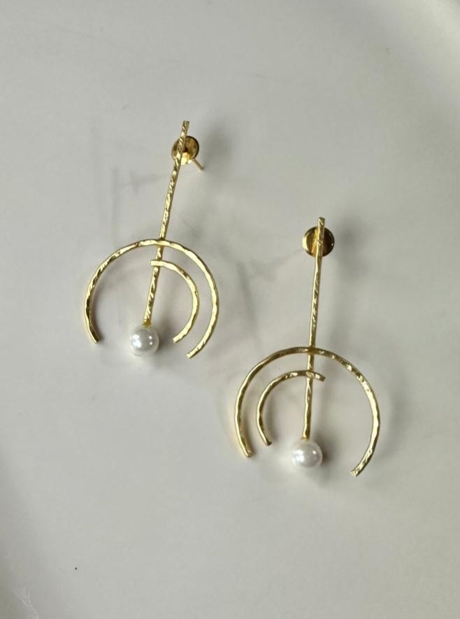 Pearl Crescent Earrings