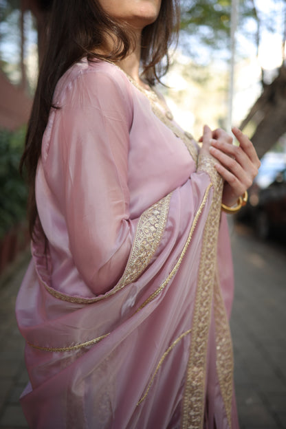 Long kurta with slits Dupattah and pants with gotta work neck and borders