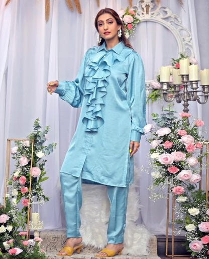 High neck kurta with pants down