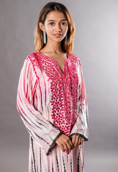 Straight kurta with mirror work along with straight pants